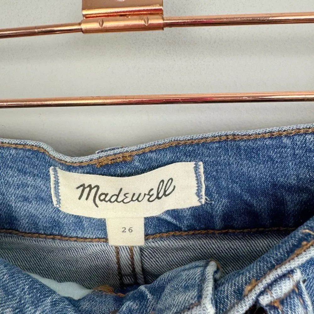 MADEWELL | Exposed Button Fly Denim Jean Shorts Cuffed Raw Hem Women’s Size 26 - Picture 6 of 9